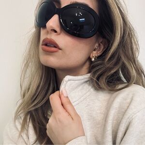 Authentic Vintage Salvatore Ferragamo Black Oversized Oval Sunglasses